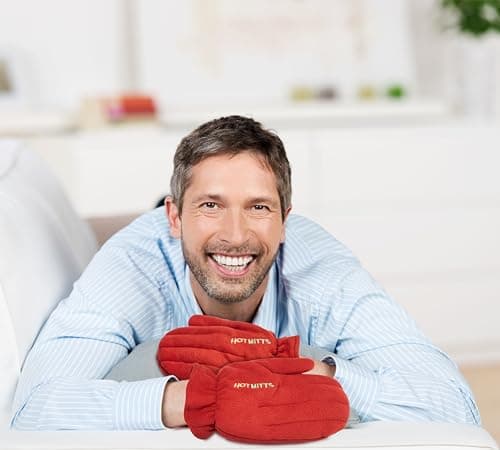 Microwave Hand Warmers Gloves - Pair of Hot Mitts red medium — view 3