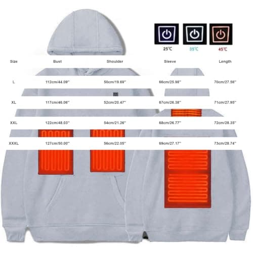 Heated Hoodies for Men 3 Levels And 4 Zones of Heating USB Rechargeable — view 3