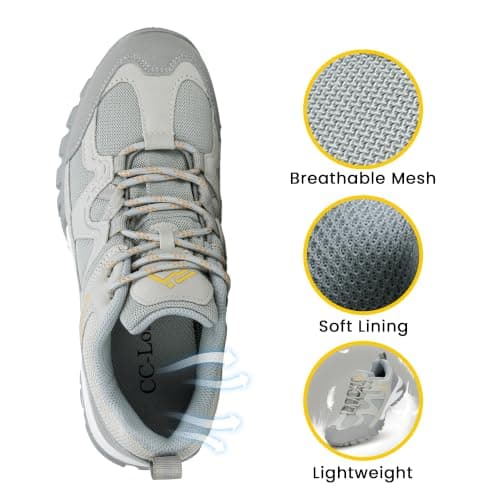 CC-Los Women's Waterproof Outdoor Walking Shoes Non-Slip Lightweight Hiking Grey Wide Size 5-5.5 — view 5