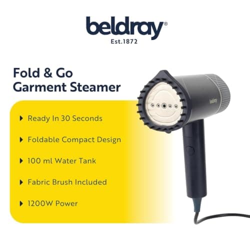 Beldray Fold & Go Garment Steamer, 1200 W, 30 Second Heat Up — view 2