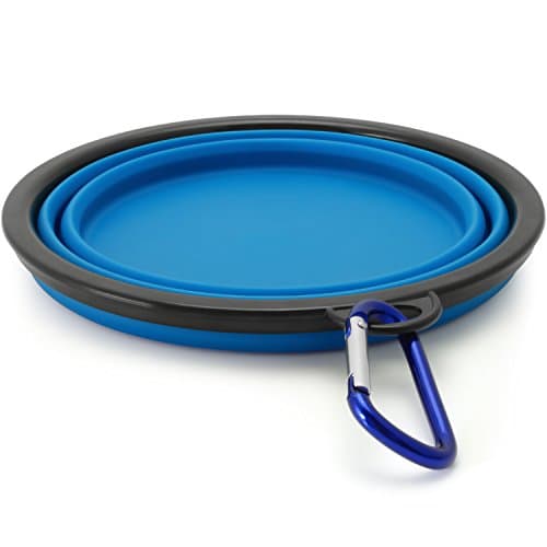 iGadgitz Home Large Foldable Travel Silicone Dog Bowl Food Water Feeding Portable Dish for Pet (Blue) — view 2