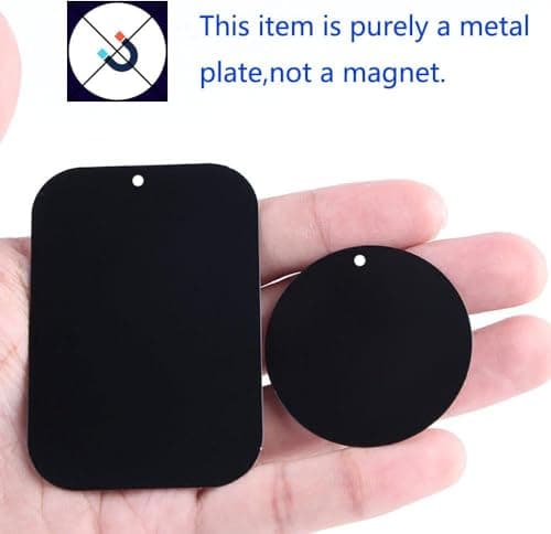 Smartphones Metal Plate 4 Pack for Phone Car Mount Holder Cradle with 3M Adhesive (Compatible with Magnetic Mounts) - 2 Rectangle and 2 Round, Black — view 5