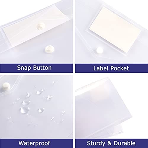 6 Pack Clear Document Folders Plastic Envelopes, A4 Size, White — view 4