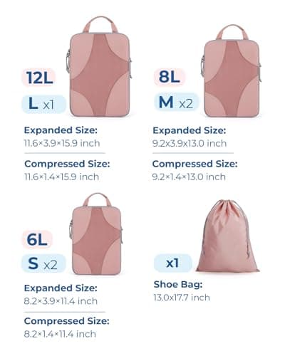 BAGSMART 6 Set Compression Packing Cubes, Travel Bag for Carry on Backpack — view 5