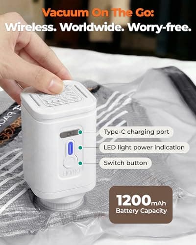 BAGSMART Travel Vacuum Bags for Suitcase & Home, 15 Pack with Wireless Pump — view 2