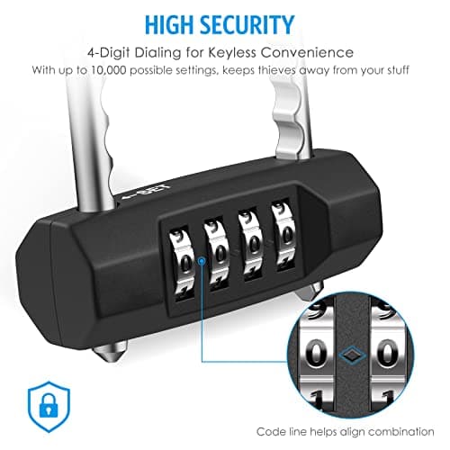 [Upgraded] Brifit Combination Padlock, 4-Digit Combination Lock, Outdoor Weatherproof Combination Locks Padlock, Adjustable Hook, Outdoor Heavy Duty Waterproof for School, Gym Locker, Shed, Garage — view 3
