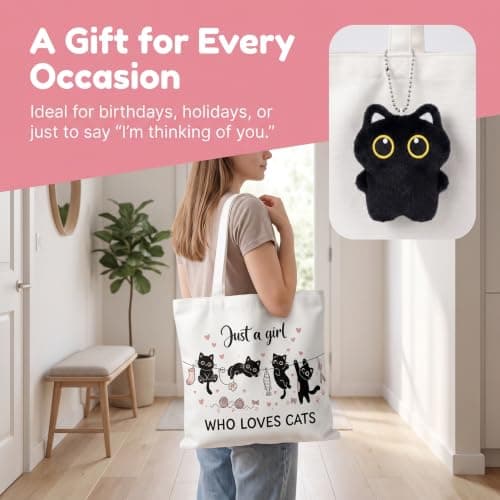 Cat Gifts for Women Girls, Cat Lovers Gifts with Tote Bag Makeup Bag Socks — view 5