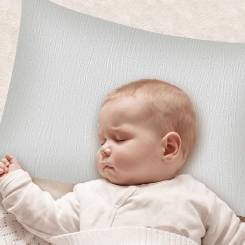 Winmany Toddler Cotton Muslin Pillowcases - Baby Girl Boy Pillow Case Travel Cushion Covers with Envelope Design - Cot Bed Accessories - Fit for 13"x18", 14" x 19", 12"x16" Pillows (Green+Light Grey) — view 5