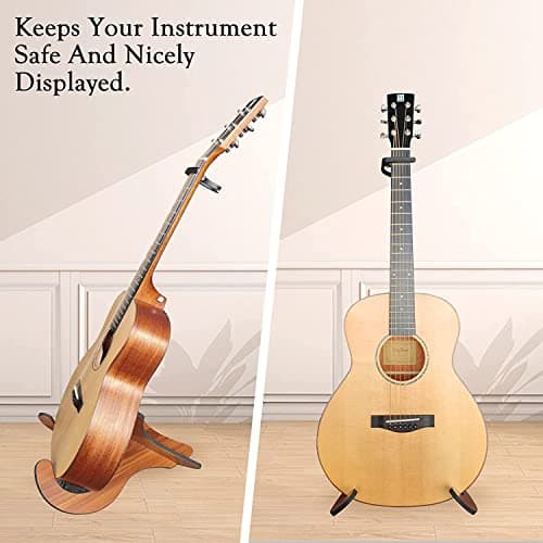 MEETOZ Guitar Stand Universal Wooden Guitar Stand X-Frame Style Portable String Instrument Holder with Soft Rubber Covering for Acoustic Classical Bass Guitars CY0180 — view 4