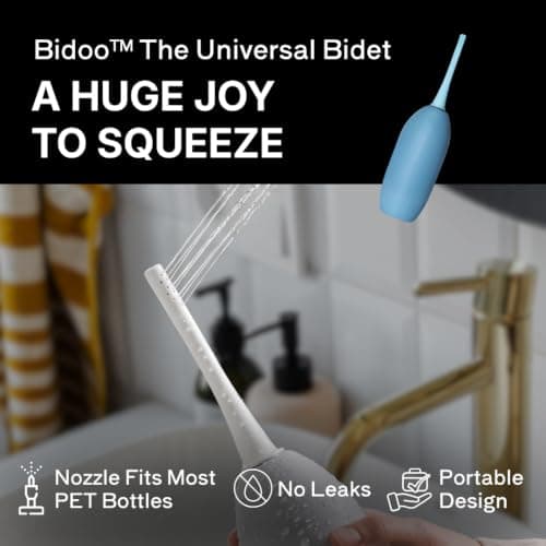 BIDOO Universal Portable Bidet Bottle with Soft Silicone Nozzle, Leak-Proof Cap & Nylon Pouch – Compact Reusable Hygiene Hand Bidet for Travel, Elder Ease, New Moms & Pre/Post-Intimacy - Aqua — view 4