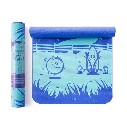 Myga Silk Print Kids Yoga Mat - Non-Slip for Children's Exercise, Fitness, Yoga & Mindfulness - Lightweight, Non-Toxic & Easy Clean Play Mat for Girls & Boys - Third Eye Frenzy