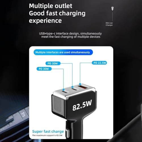 Usb Car Charger 82.5W USB Type C Super Fast Charging — view 4