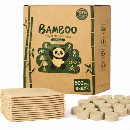 Bamboo Compressed Towels – 500-Pack, Biodegradable Toilet Paper Tablets