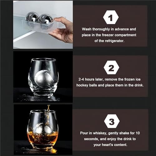55 mm Stainless Steel Ice Ball Set with Storage Box, 2 Pcs Metal Ice Spheres, Large Round Whiskey Chilling Stones, Reusable Spherical Metal Ice Cubes, Chilling Balls for Beer/Cocktail/Vodka/Wine — view 6