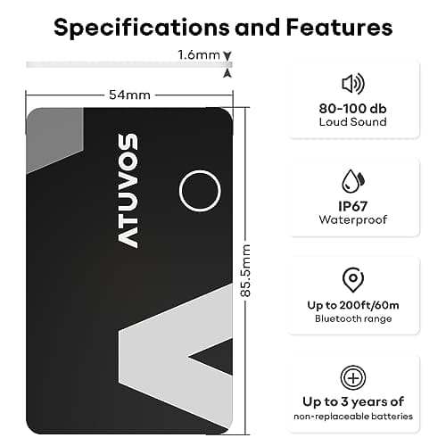 ATUVOS Tracker Air Card Thin 0.16cm, Item Finder Work with Apple Find My — view 6