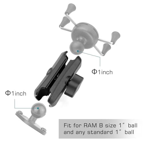 GEPULY Double Socket Medium Arm for 1''25MM Ball Adapter Fits RAM B Size — view 3
