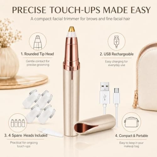 Eyebrow Trimmer, Facial Hair Remover and Electric Eyebrow Razor with LED — view 2