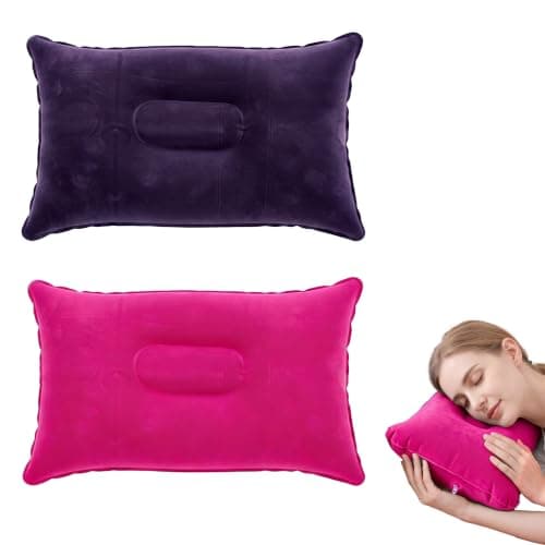 TAOYINGSHOP 2 Pcs Inflatable Camping Pillow – Compact Travel Pillow Blow Up for Adults & Kids, Neck Support for Flight, Beach, Hiking, Outdoor Sunbathing Holiday Adventures (30×20×7cm)