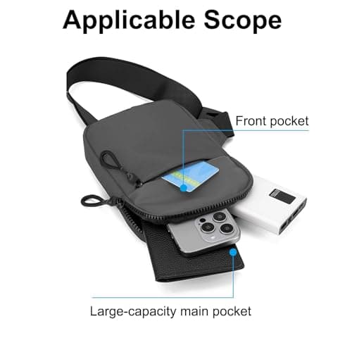 JOVIA Men's Chest Bag - Lightweight, Anti-Theft Shoulder Bag for Hiking, Camping, Travel, and Outdoor Sports - Small Crossbody Bag with Hidden Pocket for Men & Women (Grey) — view 5
