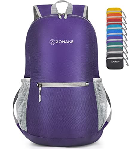 ZOMAKE Lightweight Foldable Backpack Packable Rucksack (20L/Purple)