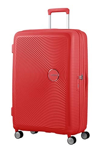 American Tourister Soundbox - Hard Shell Suitcase 77 cm Large - Trolley Suitcase with 4 wheels, TSA Lock, Expandable & Light - 97/110 L - Red (Coral Red)