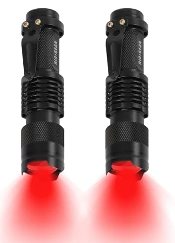HinsGEAR 2 Pack LED Red Light Torch Single Mode Torch 1 Mode Hand Flashlight Scalable Red Light Torches for Astronomy, Animal Observation, Night Observation, Daily Use