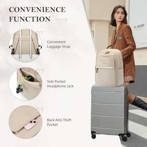 GOLF QUALITY Travel Backpack for Women Waterproof Carry On Bag Business Weekender Hiking Multilayer Laptop Bag,16 Inch, Upgrade-apricot, 16 Inch, Modern — view 3