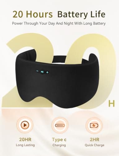 Sleep Mask Headphones, Bluetooth 6.0 Sleeping Headband for Side Sleepers — view 2