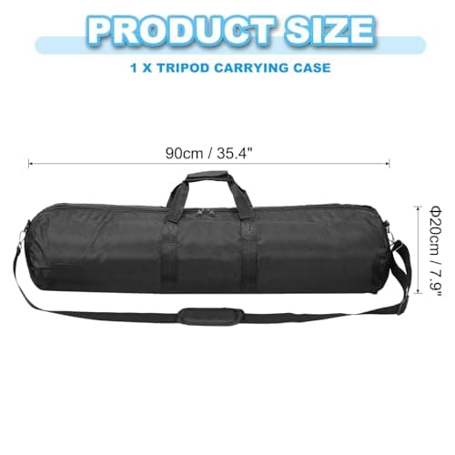 PATIKIL Tripod Carrying Case, 35.4" x 7.9" Heavy Duty Nylon Padded Tripod Bag with Adjustable Shoulder Straps and Handles for Light Stands Umbrellas tripods mic Speaker Stand, Black — view 2