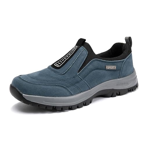 Orthopedic Shoes for Men,Mens Slip on Trainers,Slip on Walking Shoes with Arch Support,Lightweight Outdoor Hiking Trainers,Men's Waterproof Breathable Orthopedic Walking Hiking Trekking Footwear Blue — view 4
