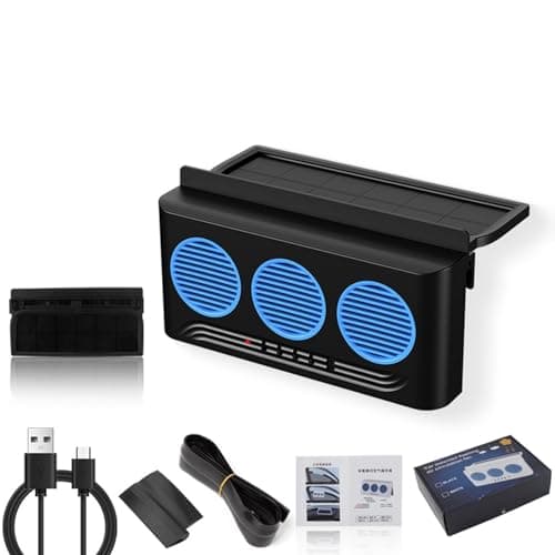 Car Fan 3 Outlets Solar Powered Cooler — view 6