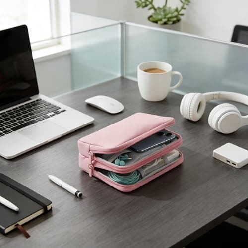 Hopzab Double Layered Digital Storage Bag, Electronics Accessories Organiser Bag,Travel Cable Organiser, Portable Electronics Accessories Organizeres, Small Gadget Cable Bag Pouch(Pink) — view 4