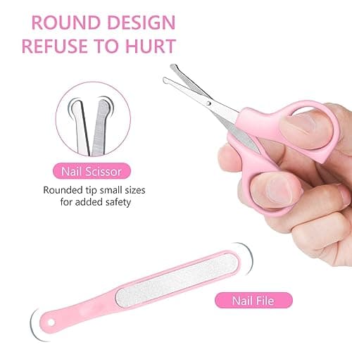 Vicloon Baby Nail Kit, 5-in-1 Baby Nail Care Set, Baby Nail Care Tool, Baby Manicure Set Includes Nail Clippers, Scissor, Earpick, Nail File and Tweezer for Newborn Infant Toddler — view 4