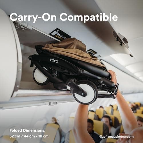 Stokke YOYO3 Stroller from 6 Months - Includes Black Frame/Olive Seat Cushion + Canopy - Folds in & Out in a Flash - Light & Compact - Carry-On Compatible — view 4