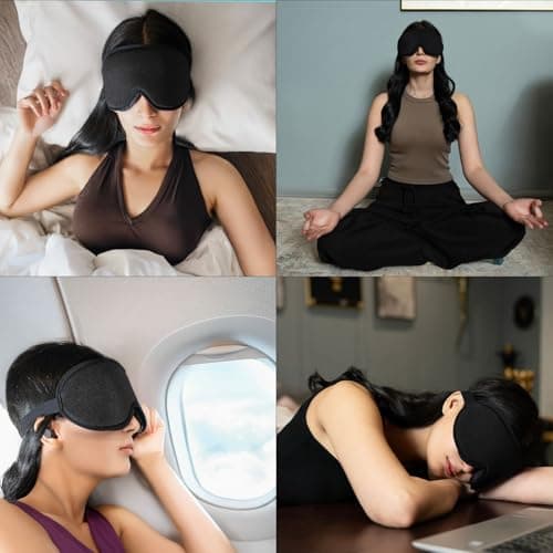360 RELIEF Sleep Eye Mask - 100% Blackout, Zero Eye Pressure, Adjustable Strap - Ideal Eye Mask for Sleeping, Travel Essentials for Women & Men + Ear Plugs & Laundry Bag — view 5