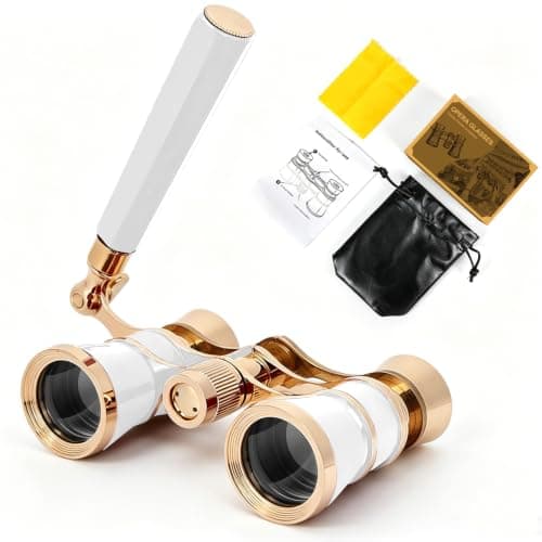 Opera Glasses, 3X25 Theater Binoculars, Mini Compact Opera Glasses with Adjustable Handle, Portable Binoculars for Women Adults Kids, Ideal for Concert Theater Opera