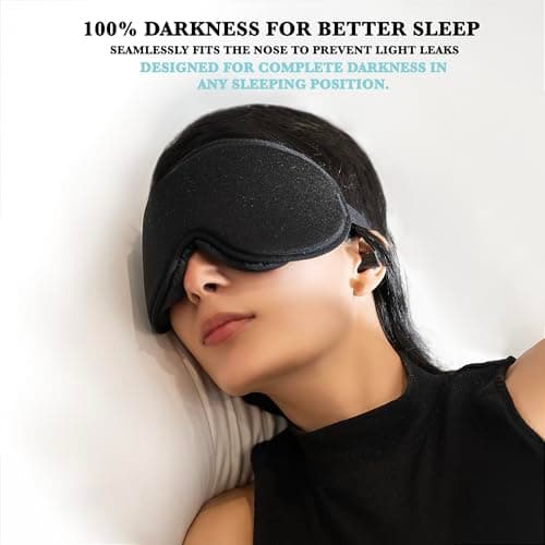 360 RELIEF Sleep Eye Mask - 100% Blackout, Zero Eye Pressure, Adjustable Strap - Ideal Eye Mask for Sleeping, Travel Essentials for Women & Men + Ear Plugs & Laundry Bag — view 2
