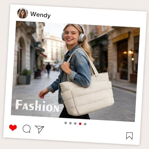 20L Tote Bag for Women with Zip & Multifunctional Travel Card Holder -White — view 6