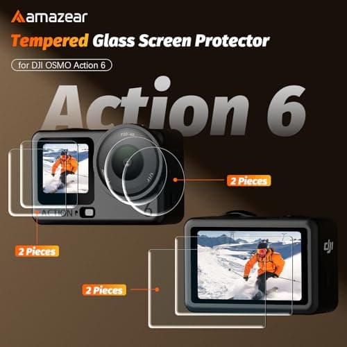 AMAZEAR Lens Screen Protector for DJI Osmo Action 6 Accessories (6 Pack) — view 2