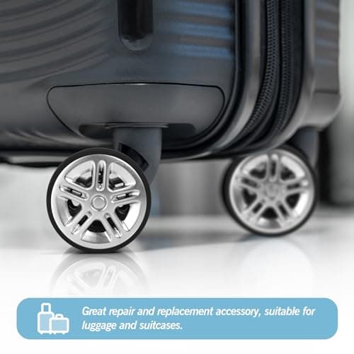 Volein 8 Pcs Suitcase Replacement Double Wheels, 50mm Wear Resistant Luggage Wheels Replacement with Bearings Spare Casters Kit for Worn Suitcase Tyres(Silver-V12) — view 5