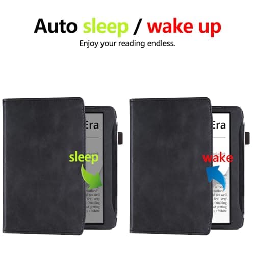 Case for 7" Pocketbook Era Color Ereader 2024 & 7" Pocketbook Era Ereader 2022, Slim PU Shell Cover with Stand, Hand Strap, Auto-Wake/Sleep Feature, Black — view 3