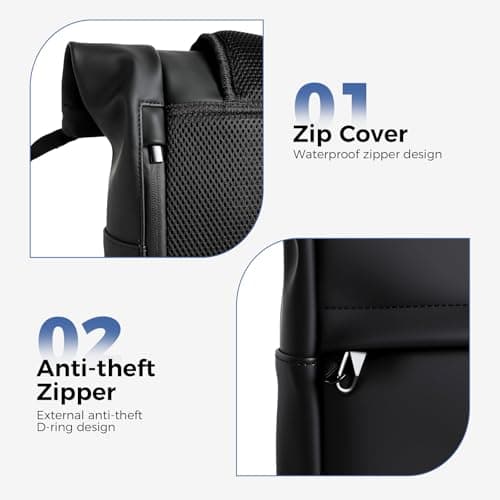 Sylvanthos Waterproof Rolltop Laptop Backpack, 18-25L, Black — view 5