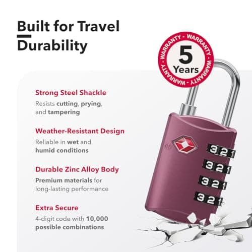 NovLock Suitcase Padlocks, TSA Approved Luggage Locks, Travel Padlocks — view 6