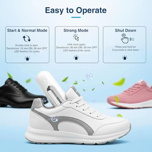 Qualirey 2 Pack Chemical Free Shoe Deodorizer for Sneaker, Ozone Technology Shoe Odor Eliminator with Dual Modes (Daily & Strong), Type-C, Rechargeable Boot Deodorizer for Gym Bags, Lockers — view 5