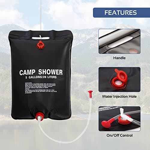 Milestone Camping 20739 20L Heated Compact Portable Solar Power Shower, Black,H60 x W40 — view 3
