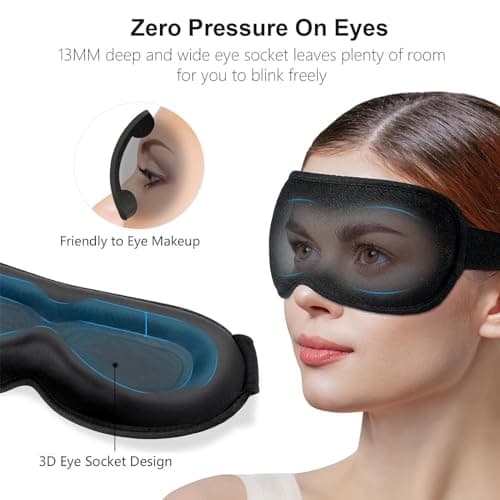 SSKHE 100% Blackout Sleep Mask for Men and Women, 3D Ultra Soft Smooth Skin-Friendly Comfortable Zero Eye Pressure Eyelash Friendly Eye Mask with Adjustable Strap for Sleep Travel Holiday Essentials — view 2