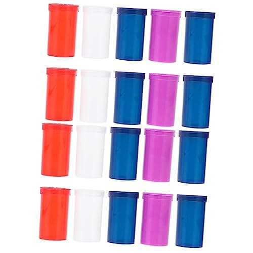 Anneome 20pcs Portable Medicine Container Empty Pill Bottles Caps for Medication Organizer for First Aid Kit and Camping Use Random Color