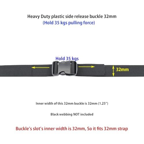 Baikeen Quick Side Release Buckles 32mm Heavy Duty Plastic Side Release Buckle Clips Backpack Belt Replacement Buckle(32mm,2 Sets) — view 5