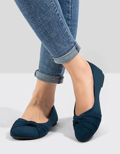 MaxMuxun Women Pregnant Walking Casual Dolly Shoes Slip-on Bow-tie Ballet Ballerina Pumps After Party Navy Flats Size 6 UK / 39 EU — view 2
