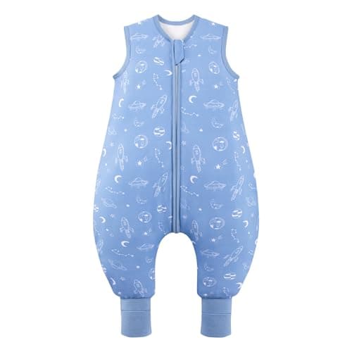 ToyaTec Baby Sleeping Bag with feet Super soft Rayon Made from Bamboo,Children's Bamboo fiber Sleeping Bag 2.5 Tog Autumn Winter Sleeping Blanket(Blue,L)